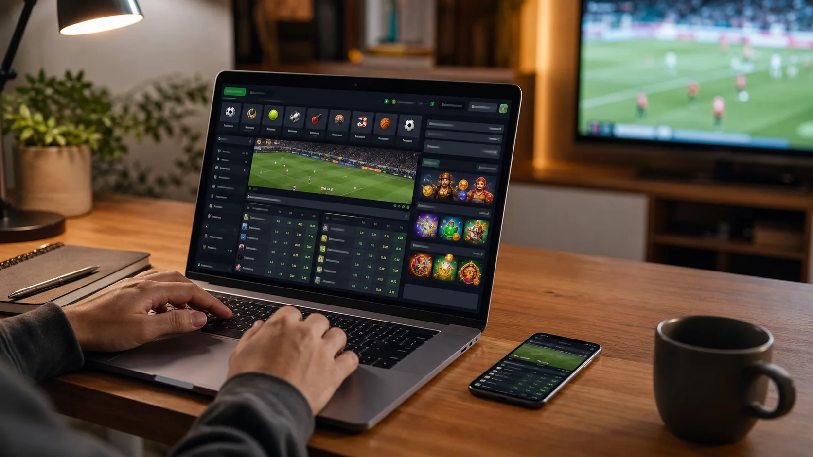 Plataforma foxybingo em notebook e celular com apostas esportivas e cassino online